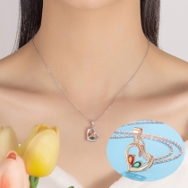 Two-Tone Diamond Heart Necklace