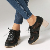 Mesh High Heel Shoes with Lace Up Design