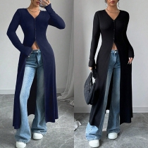 Long Sleeve Button Cardigan Slim Fit Top