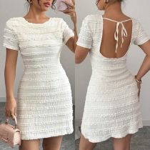 Halter Bodycon Mini Dress with Ruffled Texture