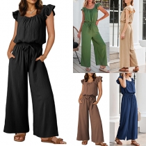 Ruffle Sleeve Square Neck Bodysuit