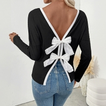 Backless T-Shirt with Bow Detail