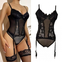 Push-Up Bra with Suspender Stockings Lingerie Set