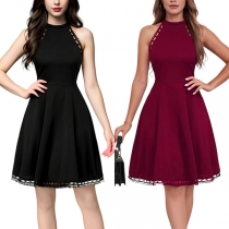 Elegant Halter A-Line Lace Dress
