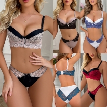 Adjustable Gathered Lace Bra and Panty Set