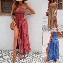 Strapless Wide Leg Jumpsuit in Ethnic Print