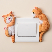 3D Resin Cat Switch Plate Stickers for Double Socket Decoration