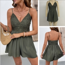 Fashion Lace Spliced V-neck Cami Romper