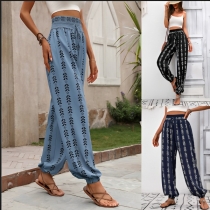 Fashion Floral Printed High-rise Loose Pants