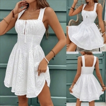 Pleated Camisole Dress featuring Embroidery and Bubble Skirt Design