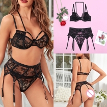 Ribbon Accent Underwear Set with Underwire Support