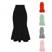 Solid Color Bodycon Mermaid Skirt