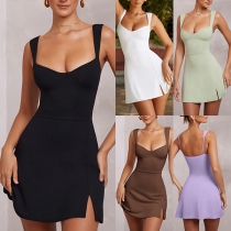 Strapless Backless Dress Solid Color Lightweight Breathable