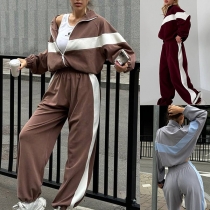 Casual Sports Two Piece Set Zip Cardigan and Sweatpants