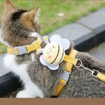 Adjustable Cat Harness and Leash Set with Cute Bee Decoration for Outdoor Use