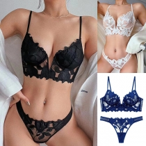 Embroidered Lace Lingerie Set with Ultra-Thin Bra and Matching Panties