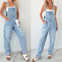 Denim Overalls featuring Adjustable Suspenders and Multiple Pockets