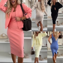 Fashion Two-piece Set Consist of Cardigan and Bodycon Tank Dress