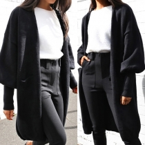Casual Style Loose Fit Cardigan Sweater with Pockets