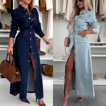 Fashion V-neck Long Sleeve Back Knot Backless Slit Sweater