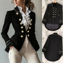 Vintage Style Slim-Fit Blazer with Double-Breasted