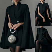 Cape Style Dress with Elegant Slim Silhouette
