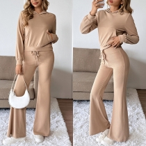 Two-Piece Set with Hooded Sweatshirt and Casual Pant
