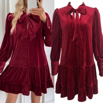 Vintage Velvet Dress featuring Bow Accent