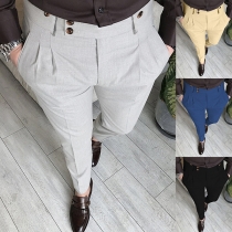 Fashion Solid Color Button Tailored Pants for Men