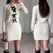 Fashion Knitted Two-piece Set Consist of Bowknot Cardigan and Mini Skirt