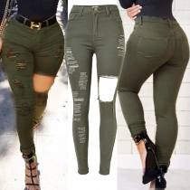 Slim-Fit Stretch Ripped High-Waisted Jeans