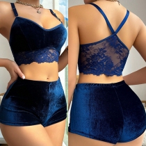 Lace Velvet Sexy Lingerie Two-Piece Set