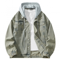 Vintage Detachable Hooded Old-washed Denim Jacket for Men