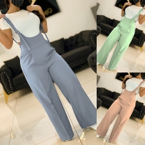 Casual Wide-Leg Sleeveless Open-Back Overalls