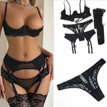 Sexy Lace Low-cut Four-piece Lingerie Set