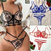 Fashion Floral Embroidered Two-piece Lingerie Set