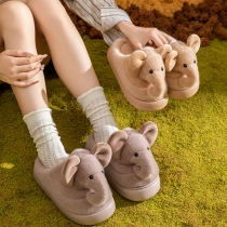 Cute Warm Elephant Shape Plush Anti-slip Slippers
