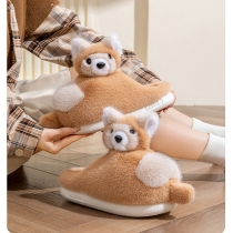 Cute Warm Fox Shape Plush Anti-slip Slippers