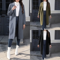 Elegant Solid Color Notch Lapel Long Sleeve Jacket
