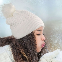 Thermal Winter Beanie Cable Knitting with Detachable Pom-pom