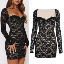 Sexy Sweetheart Neckline Long Sleeve Lace Bodycon Dress