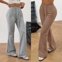 Casual Solid Color Mid-rise Straight-cut Sweatpants