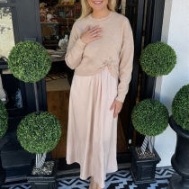 Fashion Two-piece Set Consist of Long Sleeve Sweater and Dress