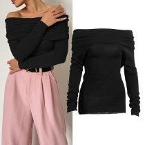 Sexy Off-the-shoulder Long Sleeve Shirt