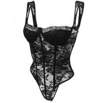 Fashion Sweetheart Neckline Corset-style Lace Bodysuit