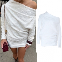 Fashion Slant Shoulder Long Sleeve Bodycon Party Dress