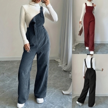 Fashion Adjustable Shoulder Strap Straight-cut Corduroy Suspender Jumpsuit