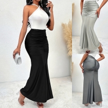 Fashion Ruched High-rise Fishtail Hemline Draped Skirt