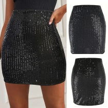 Women's Bling-bling Sequined High-rise Mini Skirt