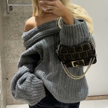 Fashion Off-the-shoulder Long Sleeve Sweater